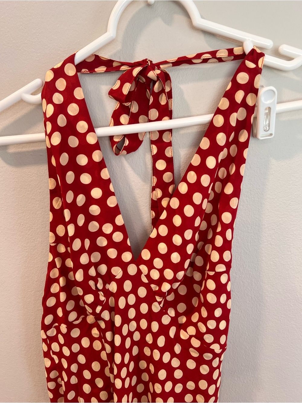 Realisation Par Simone Halter Strap Tie 100% Silk Polka Dot Maxi Dress Size XS - Picture 3 of 8
